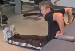 Showing a still image from my Bench Dip Gym video - one of the best Tricep exercises