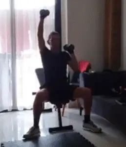 Showing the Seated Dumbbell Shoulder Press