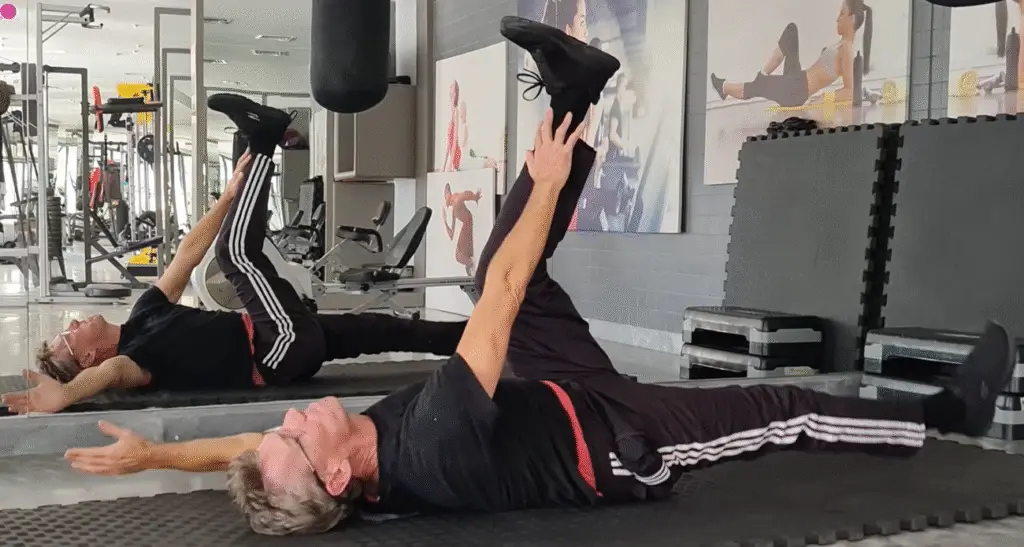 Showing the DeadBug Pilates exercise
