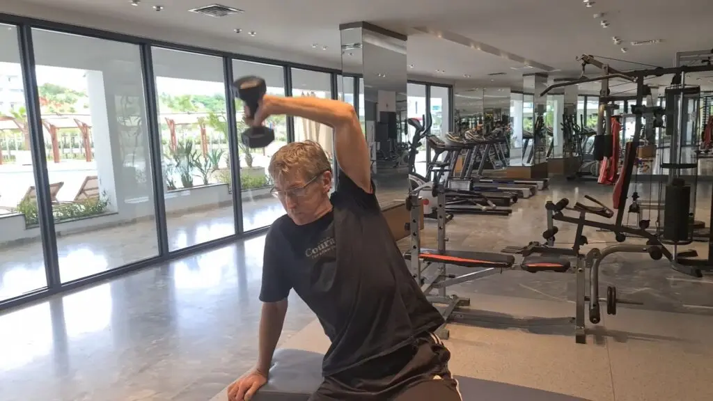 Alternating Dumbbell Backscratch exercise for Triceps