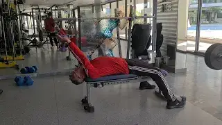 Showing a still from the Bent Arm Pullover video - a gym exercise for Chest stretching