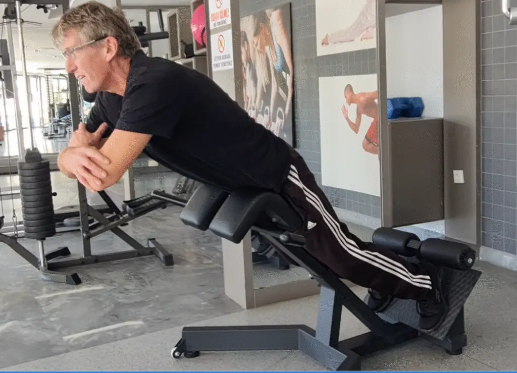 Hyperextension exercise upper position - a great Back Finisher exercise, and one of the best training tips I give to my students
