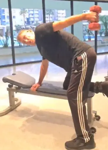 Shows a still image from my Tricep Kickback video
