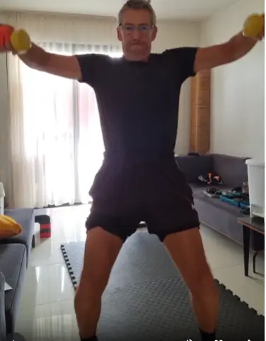 Shows a still image from my Lateral Raise video - a fab Shoulder exercise