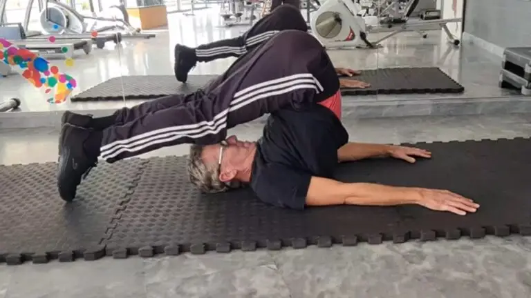 showing the yoga plow exercise - also called Halasana - an essential exercise for flexibility & stretching