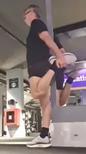 showing a still image from my Standing Quad Stretch video