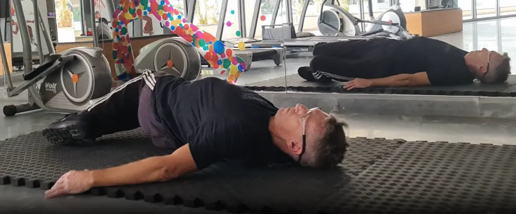 Shows a still image from my Double Leg Hip Twist video