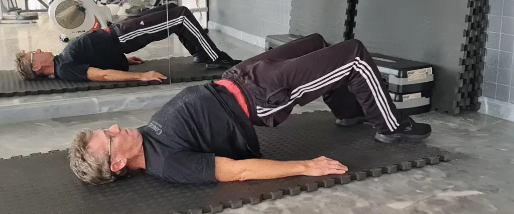 shows a still image from my Double Leg Bridge video