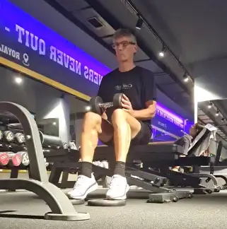 Shows a still image from my Seated Calf Raise video